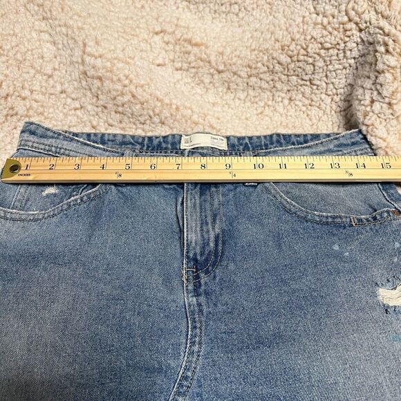 Zara Women’s TRF Vintage Collection Distressed Ripped Denim Blue Skirt Size S - Picture 8 of 8